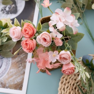 MW55743 Ramo de flores artificiales Decoración de boda realista rosa