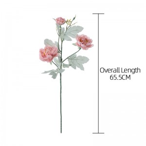 MW64234 Didelė šilko dirbtinė rožinė bijūnų kompozicija trijų gėlių nuotakos vestuvinių gėlių puokštė
