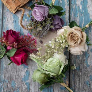 DY1-4550 Ramo de flores artificiales Decoración de bodas de xardín popular de rosas