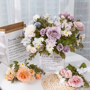 MW55507 Ramo de rosas de otoño, rosas artificiales de seda para centro de mesa para fiesta de boda, decoraciones para estante de flores de plomo para camino