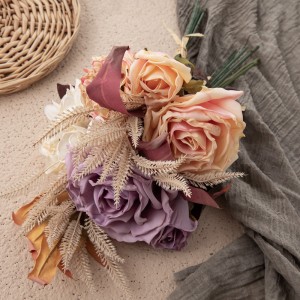 DY1-4371 Ramo de flores artificiales Rosa Venta directa de fábrica Suministro de boda