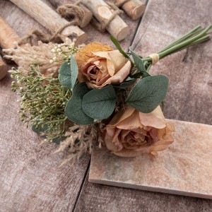 DY1-5302 Vruće prodavani buket ruža od umjetnog cvijeća, vjenčani ukras