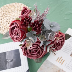 DY1-6623 Dirbtinių gėlių puokštė rožių Pigūs vestuvių papuošalai