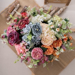 MW55749 Bouquet di fiori artificiali Rose Realistic Garden Wedding Decoration