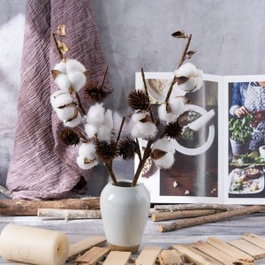 MW61180 en vrac INS Style 4 Branches boule de coton blanc naturel tige de fleur pour la décoration intérieure