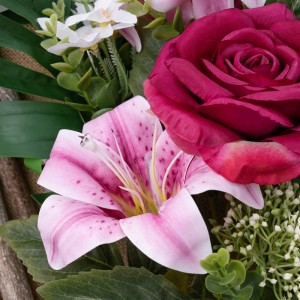 CL81502 Buquê de flores artificiais Lily Decoração de casamento de jardim de venda quente