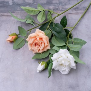 CL03511 Роза со вештачко цвеќе Популарно украсно цвеќе од свилени цвеќиња
