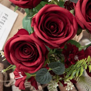 MW55728 Kunsmatige blomboeket Rose Warmverkopende dekoratiewe blom