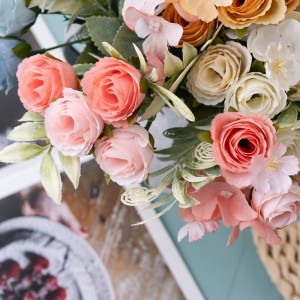 MW55743 Kunstig blomsterbukett Rose Realistisk bryllupsdekorasjon