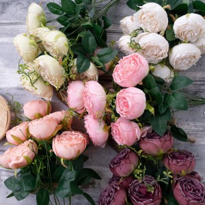 MW07505 Ramo de flores artificiales peonía decoración realista de boda de jardín