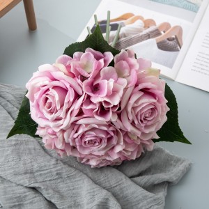 CL04514 Dirbtinių gėlių puokštė Rožių karšta Parduodama vestuvių puošmena