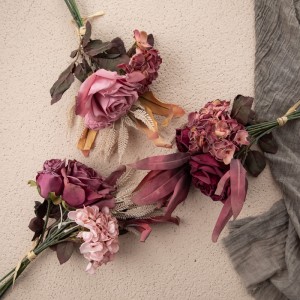 Bouquet de roses artificielles, vente directe d'usine, fourniture de mariage, DY1-4371