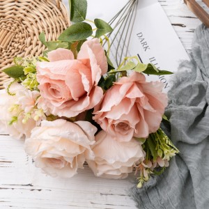 DY1-4989 ramo de flores artificiales rosa decoración de boda de alta calidad