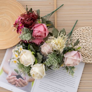 DY1-6486 Dirbtinių gėlių puokštė rožių gamykloje tiesioginis vestuvių prekių pardavimas