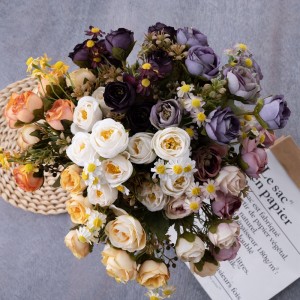MW57516 Букет од вештачко цвеќе, роза, жешка продажба на свадбена декорација