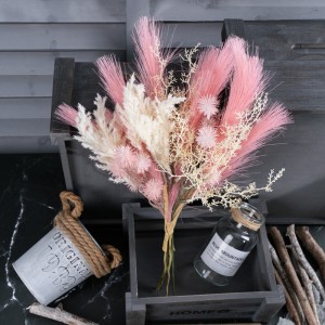 CF01326 Hot Sale Artificial Silk Pampas Grass Plastic Ball Chrysanthemum Astilbe with Flocking Bundle For Bride Bouquet Deco