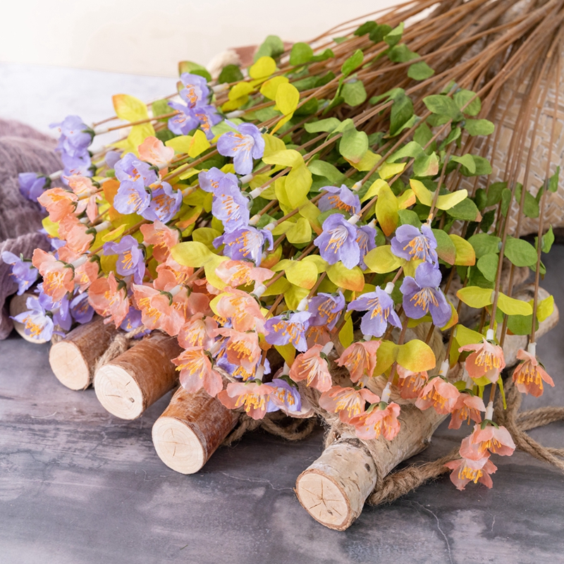 YC1108 Artificial Flowers Begonia Small WildflowersSilk Plastic Plant Arrangement for Wedding DIY Party Home Garden Office