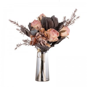 CF01021 Bouquet de fleurs artificielles Rose hortensia pavot vente directe d'usine fleur mur toile de fond