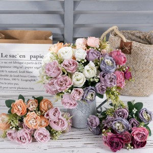 MW55506 Rosa artificiale a 7 teste Bouquet di fiori Fiore di seta per la festa della mamma Decorazioni per la casa Decorazioni per matrimoni, feste di nozze
