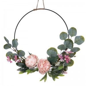 CF01011 Венец от изкуствени цветя Чаена роза Евкалипт Гореща продажба Сватбена украса
