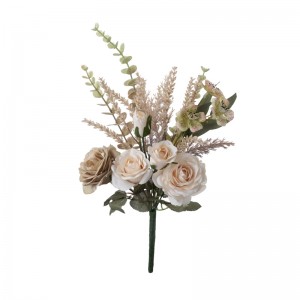 DY1-4537 Buqetë me lule artificiale Dekoratë me trëndafila popullore