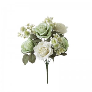 DY1-4598 कृत्रिम फूलों का गुलदस्ता गुलाब यथार्थवादी विवाह केंद्रपीठ