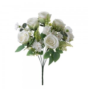 MW55728 Bouquet flè atifisyèl Rose cho vann flè décoratifs