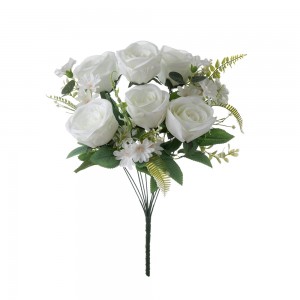 MW55728 مصنوعي گلن جو گلدستو گلاب گرم وڪرو آرائشي گل