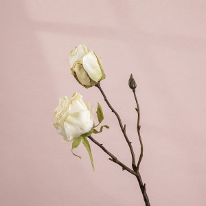 MW82101 Nauja aukštos kokybės dirbtinio šilko rožė, viena šaka, dviejų gėlių galvutės, sausas deginimas vestuvių dekoravimui namų dekoravimas