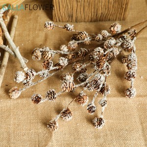 MW61205 Christmas Snow Effect 36 Heads Pineal Branches Dried Pine Fruit For Decoration