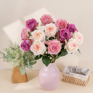 MW60004 konkurencyjna cena 53cm pojedyncza łodyga ręcznie wykonana tkanina nawilżająca prawdziwy dotyk róża na ślubny prezent do dekoracji domu