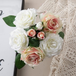 DY1-2564 कृत्रिम फूलों का गुलदस्ता गुलाब यथार्थवादी विवाह केंद्रपीठ