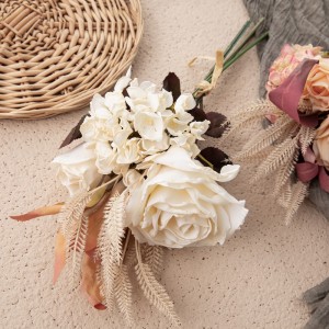 DY1-4371 Dirbtinių gėlių puokštė rožių gamykloje tiesioginis vestuvių prekių pardavimas