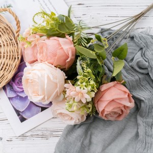 DY1-4978 Buqetë me lule artificiale Trëndafila me cilësi të lartë Qendër dasmash