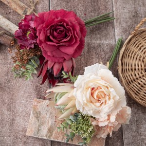DY1-5350 Flower Artificial Bouquet Rose Haƙiƙanin furannin siliki