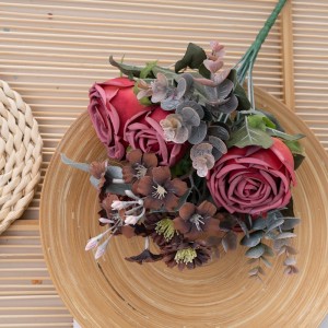 DY1-6414 Ramo de flores artificiales Rosa Flor decorativa de alta calidade
