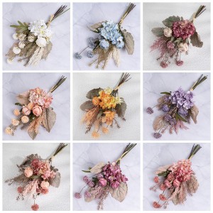 CF01204 ການອອກແບບໃຫມ່ Artificial Rose Dandelion Hydrangea Bouquet ສໍາລັບສວນ Wedding Decoration