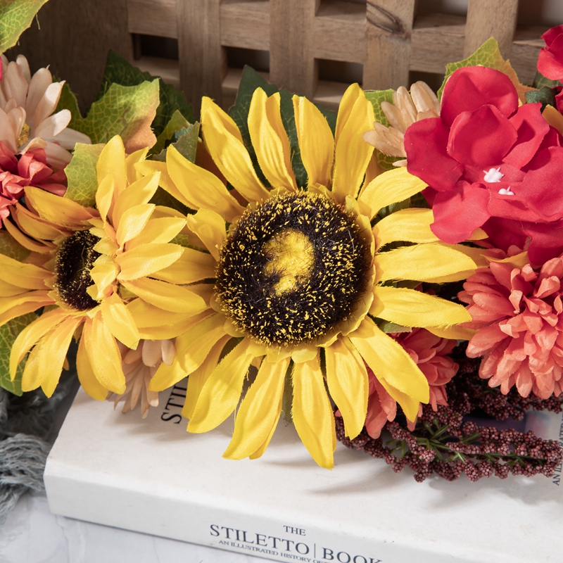 CL54503 Coroană de flori artificiale Floarea-soarelui Fabrică Vânzare directă Articole pentru nunta Grădină Decorare nuntă