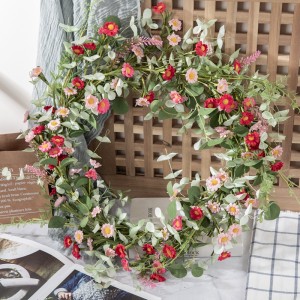 MW09502Artificial Flower wreathDaisyEucalyptusHot SellingDecorative Flowers and PlantsFestive Decorations