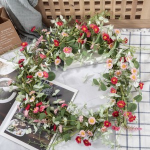 MW09502Στεφάνι Τεχνητού ΛουλουδιούDaisyEucalyptusHot Selling Διακοσμητικά λουλούδια και φυτά Εορταστικές διακοσμήσεις