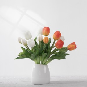 MW18509 Ram de tulipes artificials de toc real de set caps de llargada curta de 30 cm de flors decoratives de venda calenta