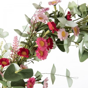 MW09502Kunsblomkrans DaisyEucalyptus Warmverkope Dekoratiewe blomme en planteFeeslike versierings