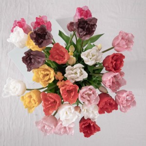 Bouquet de tulipes ouvertes artificielles à cinq têtes, fleurs et plantes décoratives de haute qualité, MW18511