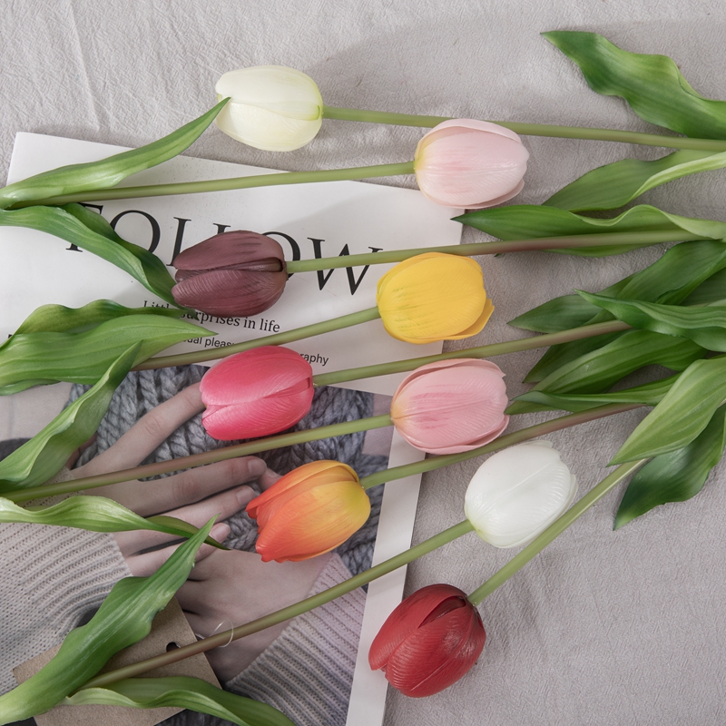 MW18514 Pojedinačni tulipan, ukupna dužina 40 cm od stvarnog dodira, umjetni cvijet od lateksa, vruće prodaje ukrasni cvijet