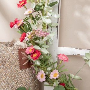 MW09503Hängende Serie RattandekorationGänseblümchenEukalyptusHochwertiger Blumenwandhintergrund