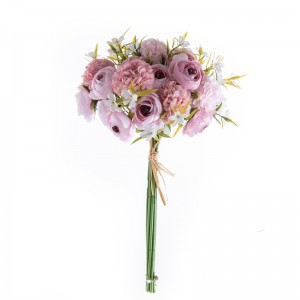 MW83519Букет со вештачко цвеќе РанункулусПопуларен подарок за Денот на вљубените Цветна ѕидна позадина