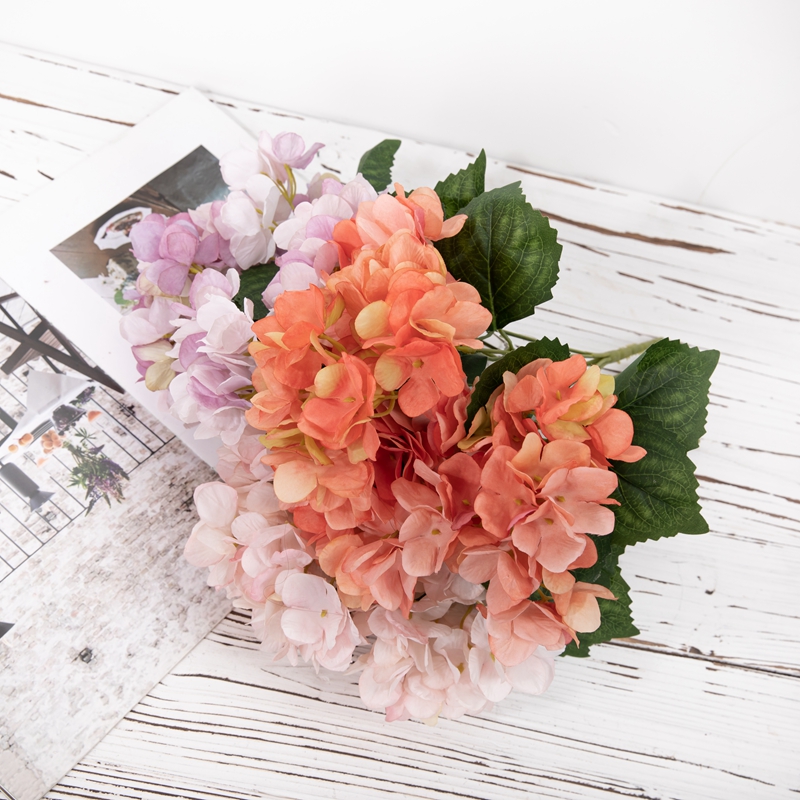 MW52705 Paquet de 7 hortensies bifurcades de tela de flors artificials populars per a la decoració del casament del jardí