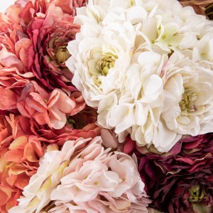 MW52710 Wholesale Artificial fabric bouquet of 2 large dahlias and 3 hydrangea for Home Party Wedding Decoration