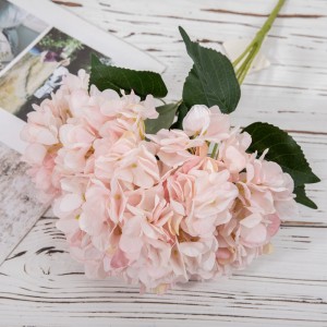 MW52715 tissu artificiel de haute qualité cinq têtes de fleurs hortensia bouquet 18 couleurs disponibles pour la décoration de mariage