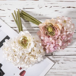 دسته گل پارچه ای مصنوعی محبوب MW52709 از 2 گل کوکب و 3 گل ادریسی برای دسته گل عروس